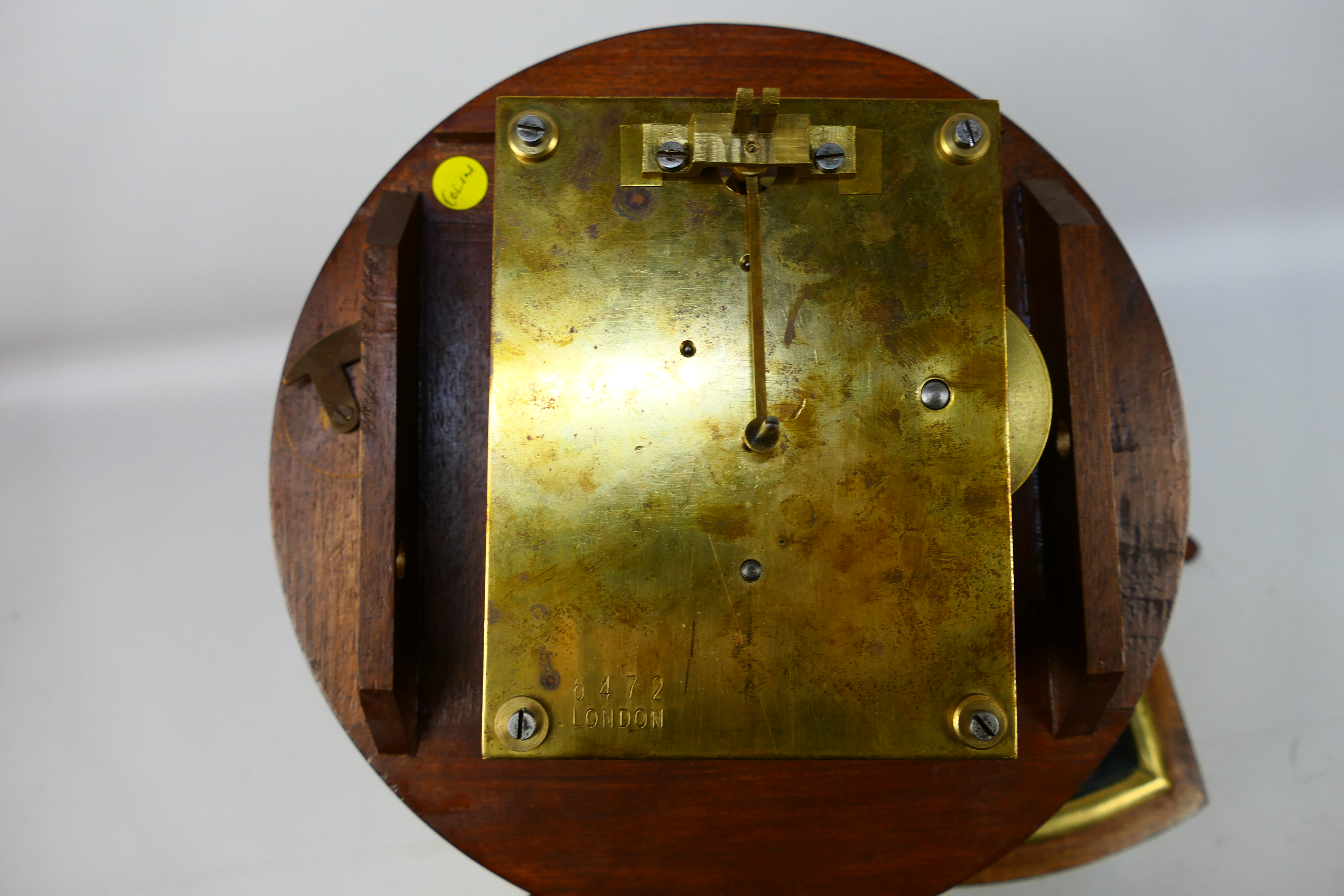 A fusee drop dial wall clock, stained and polished case, - Image 6 of 10