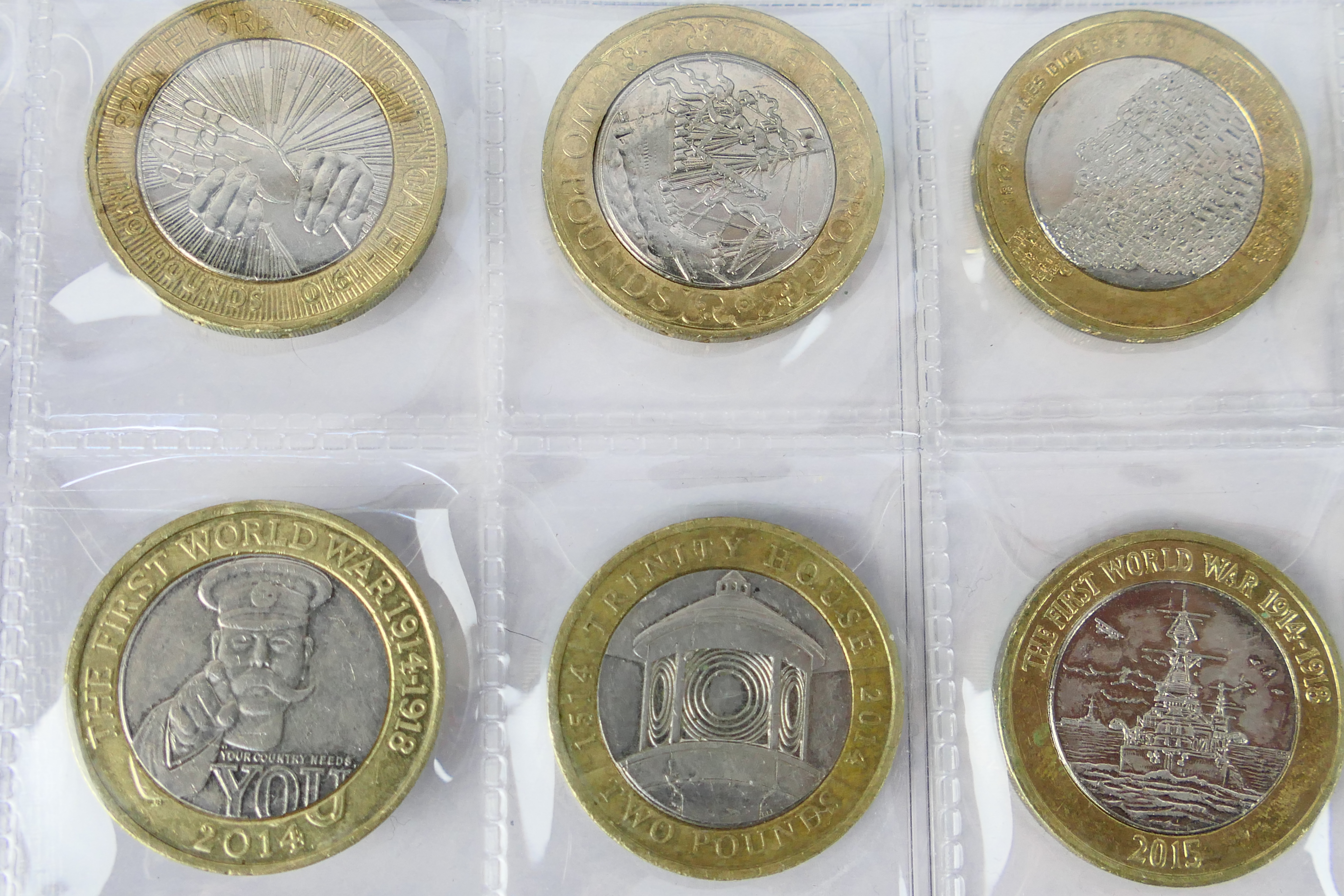 A collection of 37 collectable Two Pound Coins (£2) and two Series G (I) Five Pound Notes with - Image 5 of 7