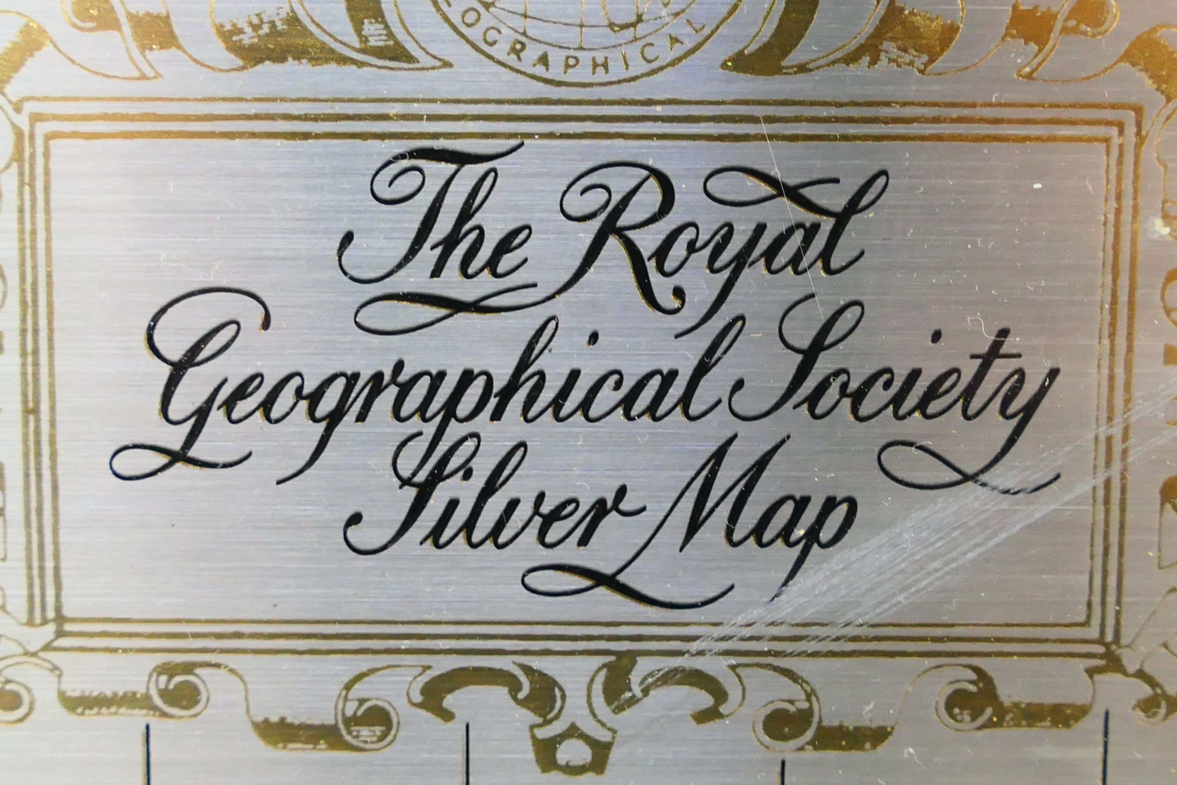 An etched silver Royal Geographical Society Silver Map, London assay 1976, - Image 3 of 4