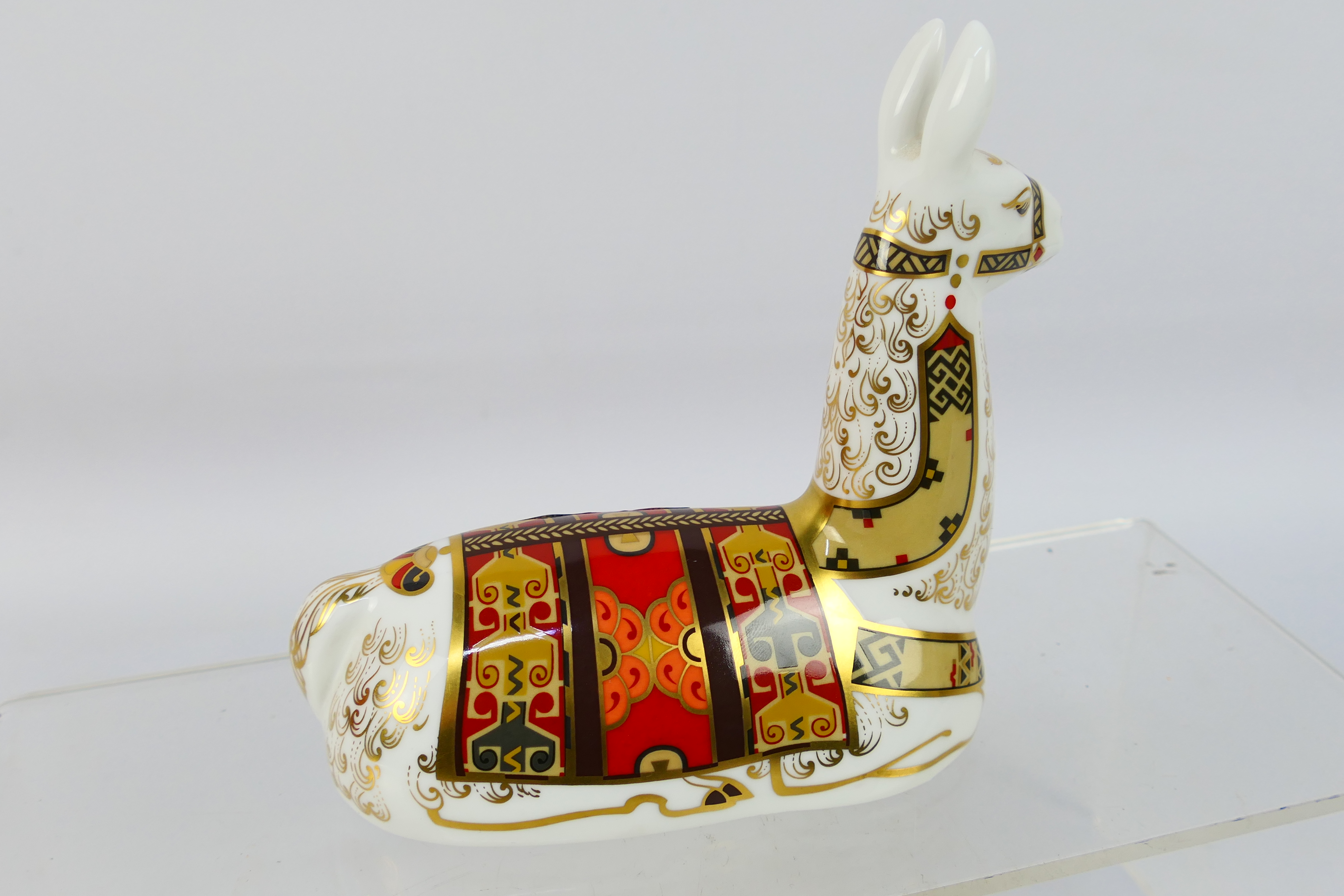 Royal Crown Derby - A Collectors Guild Exclusive paperweight, Llama, gold stopper, - Image 3 of 5