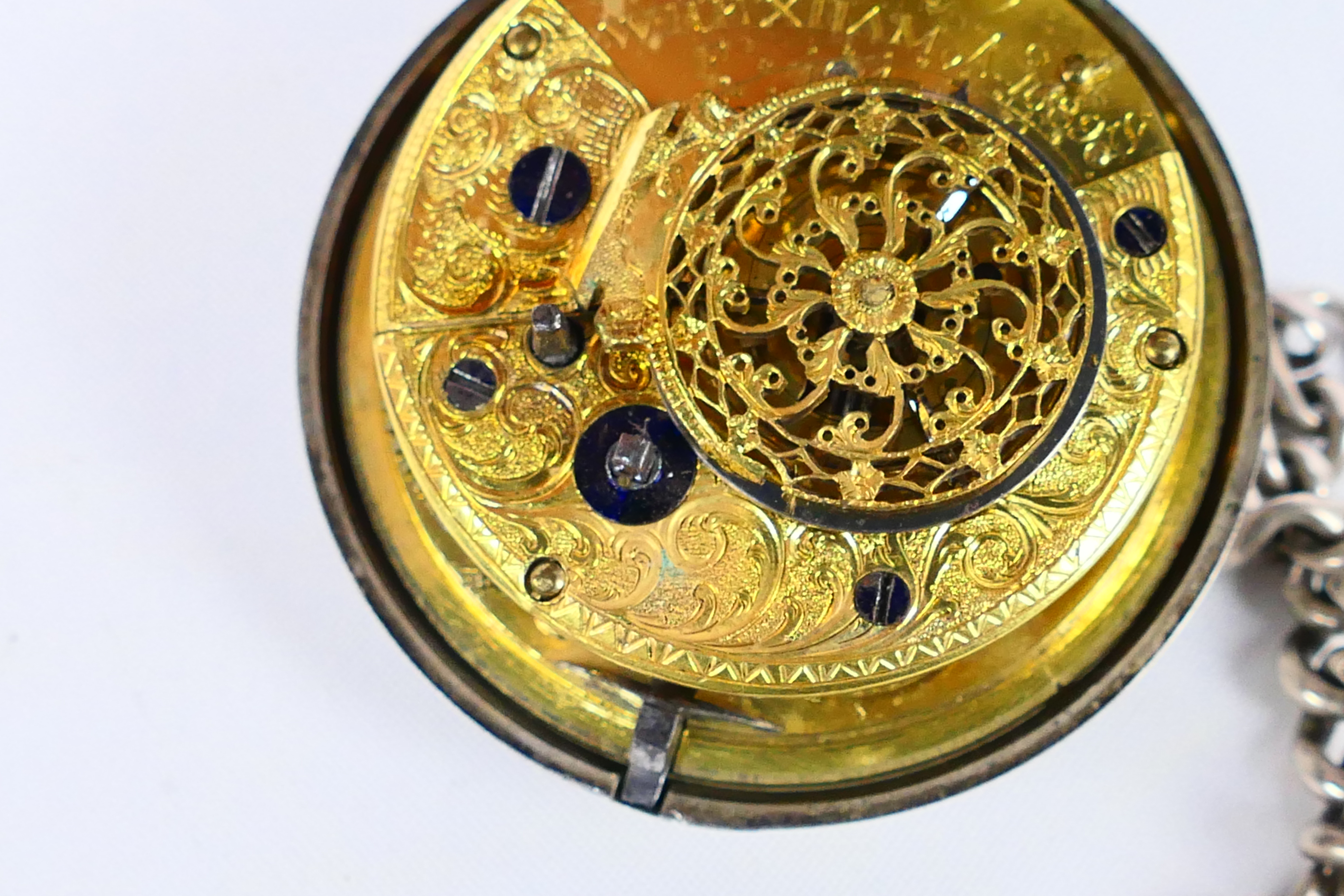 A George III silver cased open face pocket watch, - Image 7 of 14
