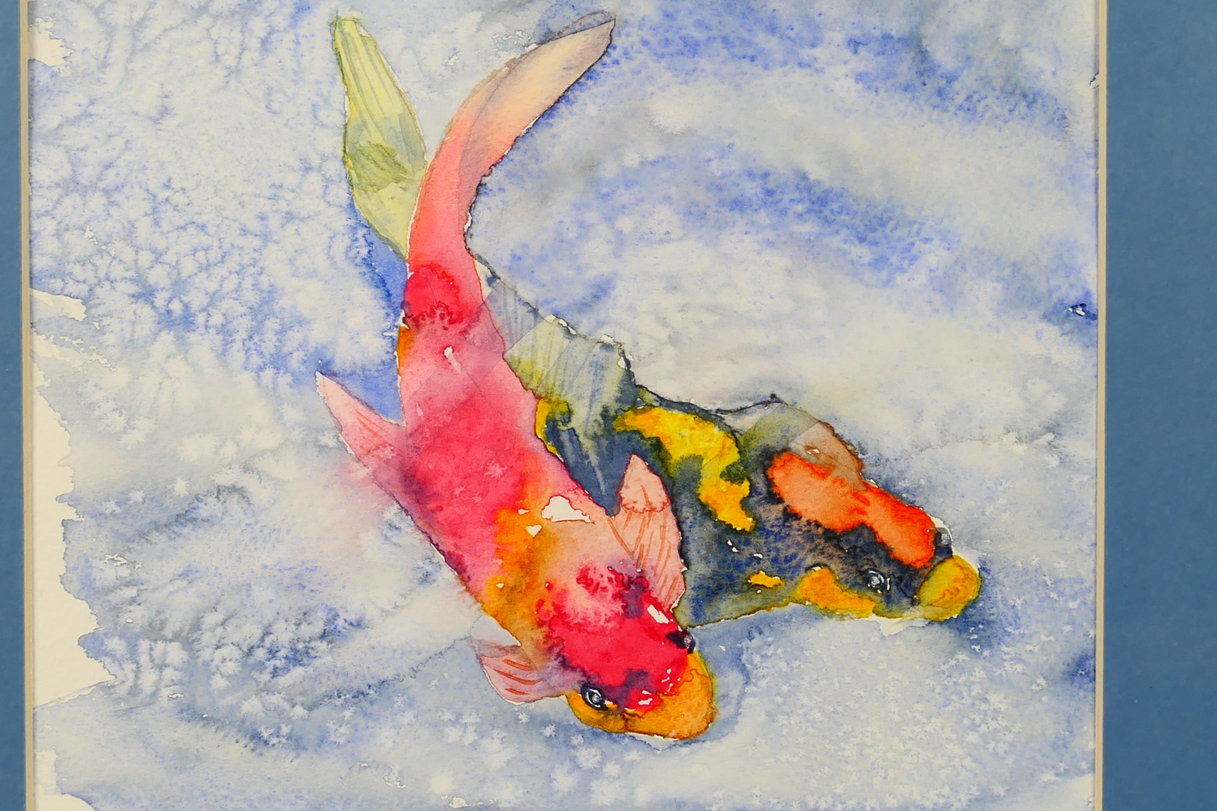 A watercolour picture depicting two colourful fish, signed lower right by the artist, - Image 2 of 4