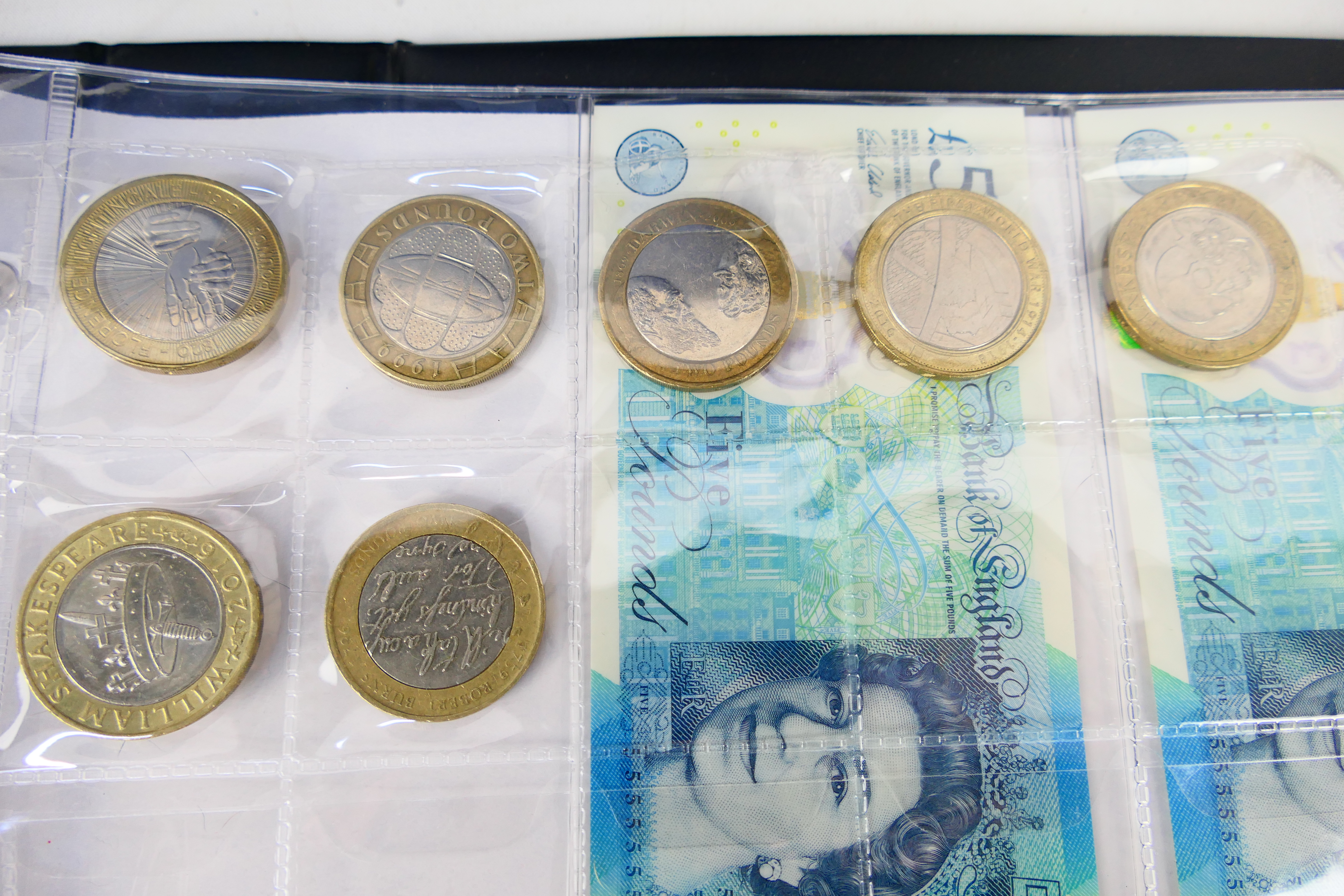 A collection of 37 collectable Two Pound Coins (£2) and two Series G (I) Five Pound Notes with - Image 2 of 7