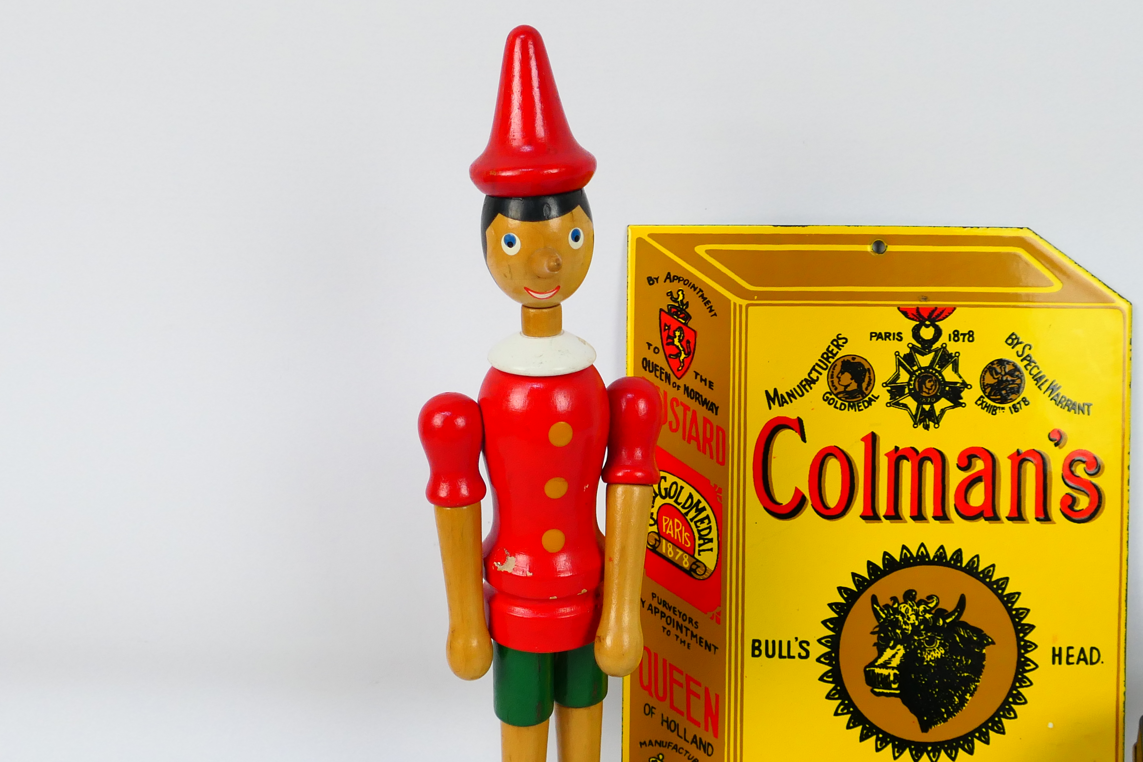 Lot to include a Coleman's Mustard enamel advertising sign, wooden Pinocchio model, - Image 4 of 5