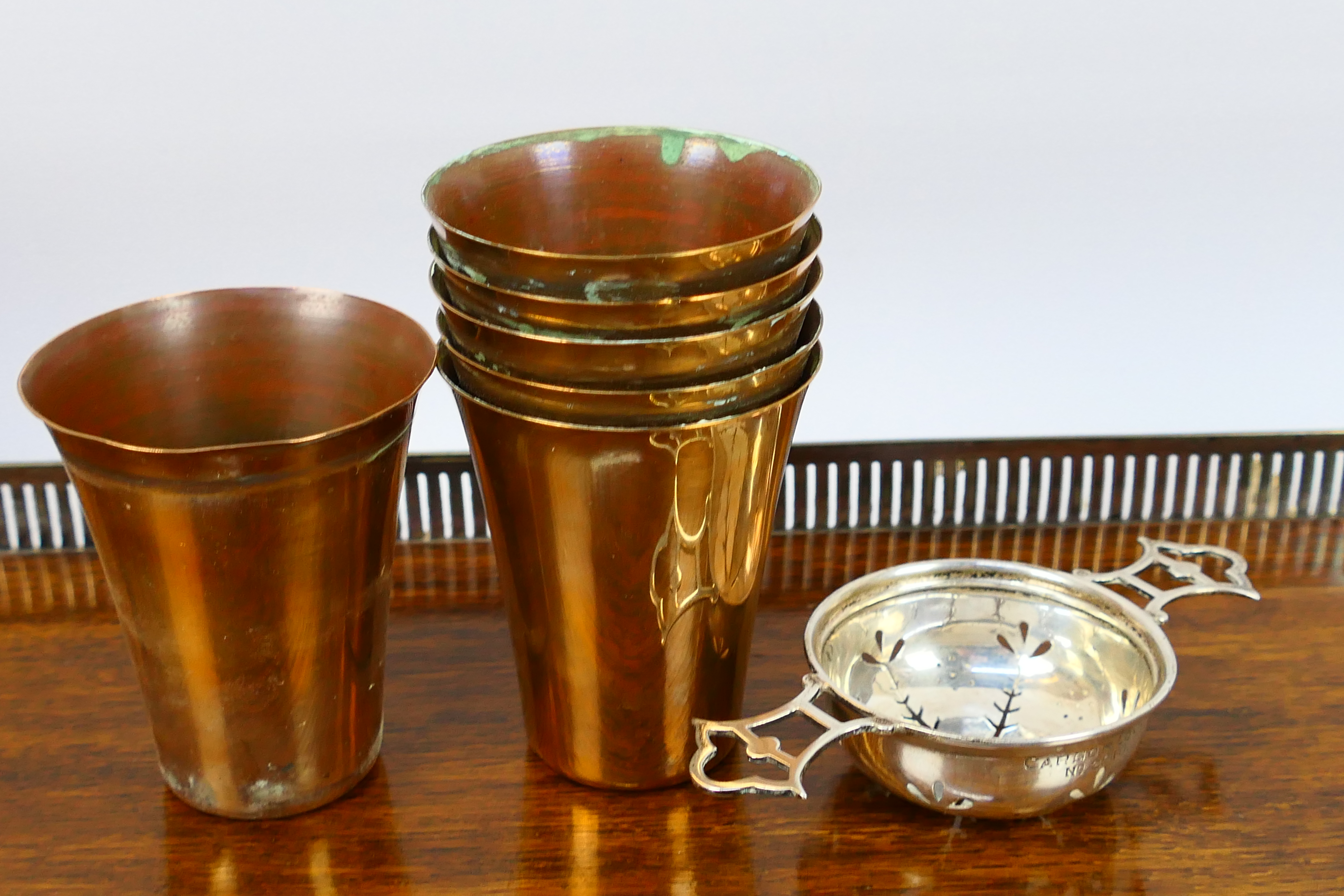 A collection of predominantly silver plated gravy jugs, dish, 2 x jugs, serving tray, - Image 13 of 17