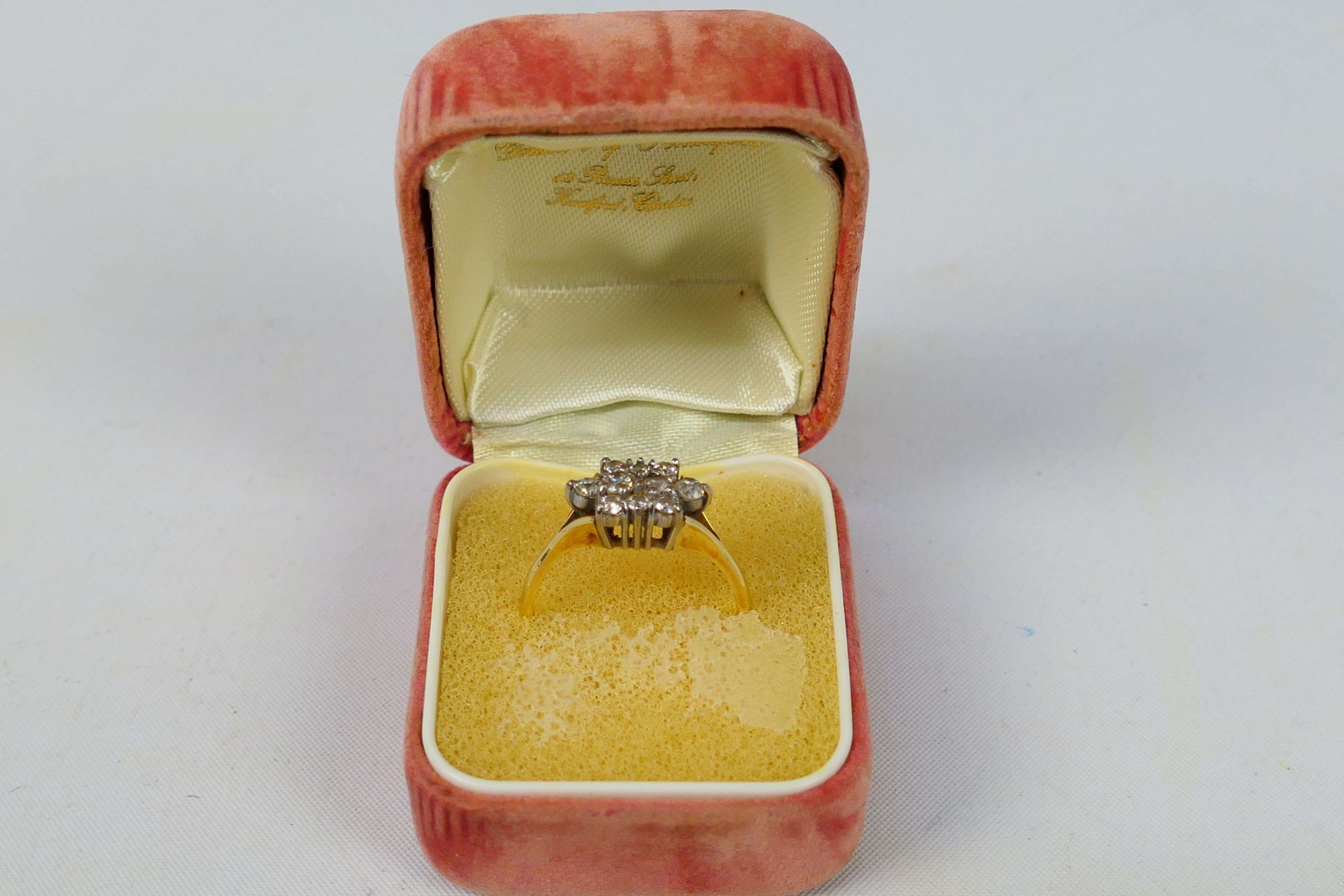 A gold and diamond cluster ring centrally set with four old cut diamonds, - Image 5 of 5