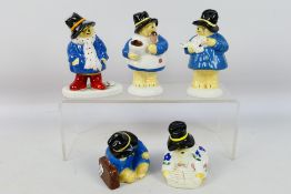 Coalport - Five Paddington Bear figures comprising The Artist, Waits For A Train, In The Snow,