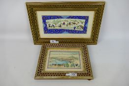 Two Persian miniature paintings on ivorine,