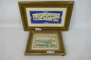 Two Persian miniature paintings on ivorine,