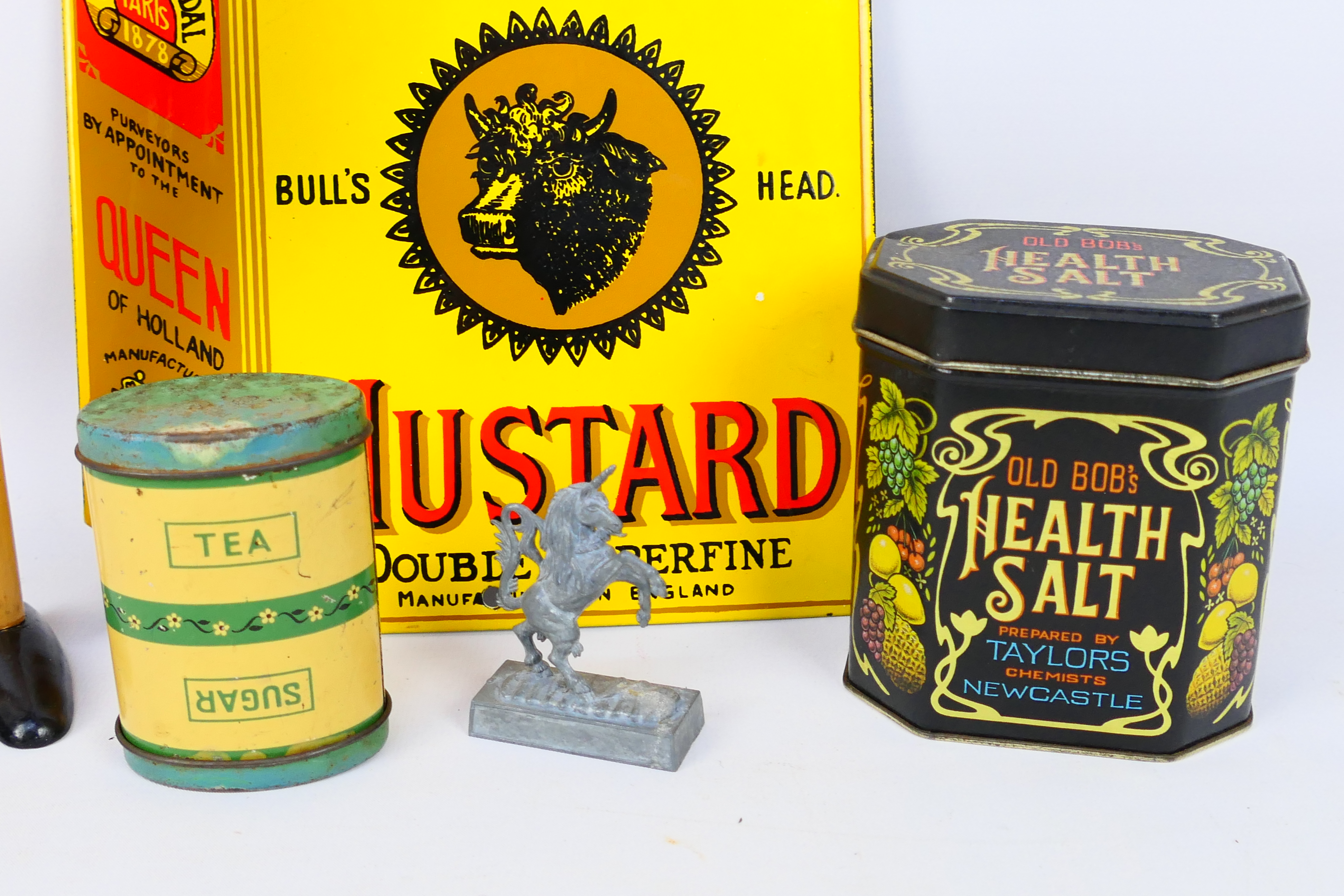 Lot to include a Coleman's Mustard enamel advertising sign, wooden Pinocchio model, - Image 2 of 5