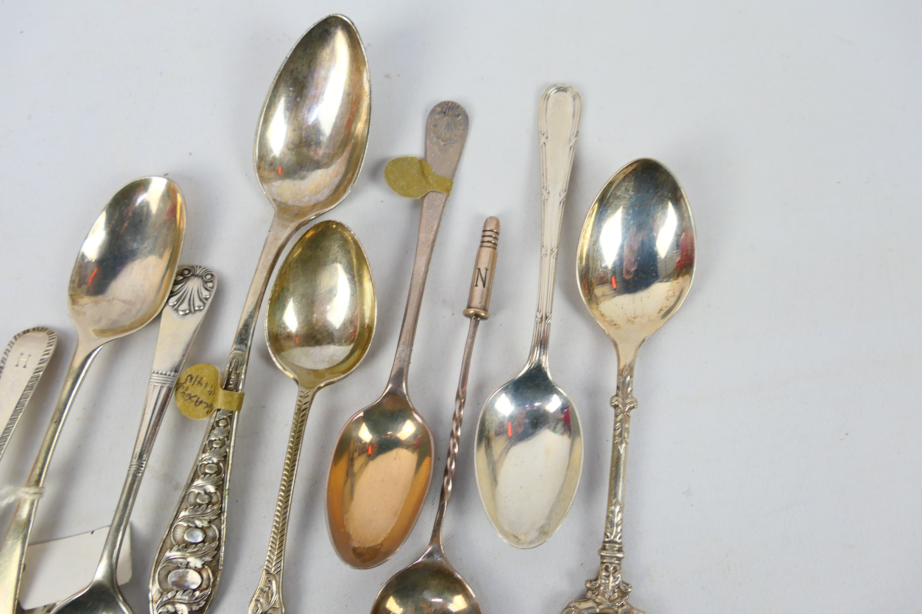 A collection of silver spoons, various assay and date marks, approximately 282 grams / 9 ozt. - Image 6 of 11