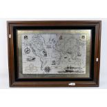 An etched silver Royal Geographical Society Silver Map, London assay 1976,