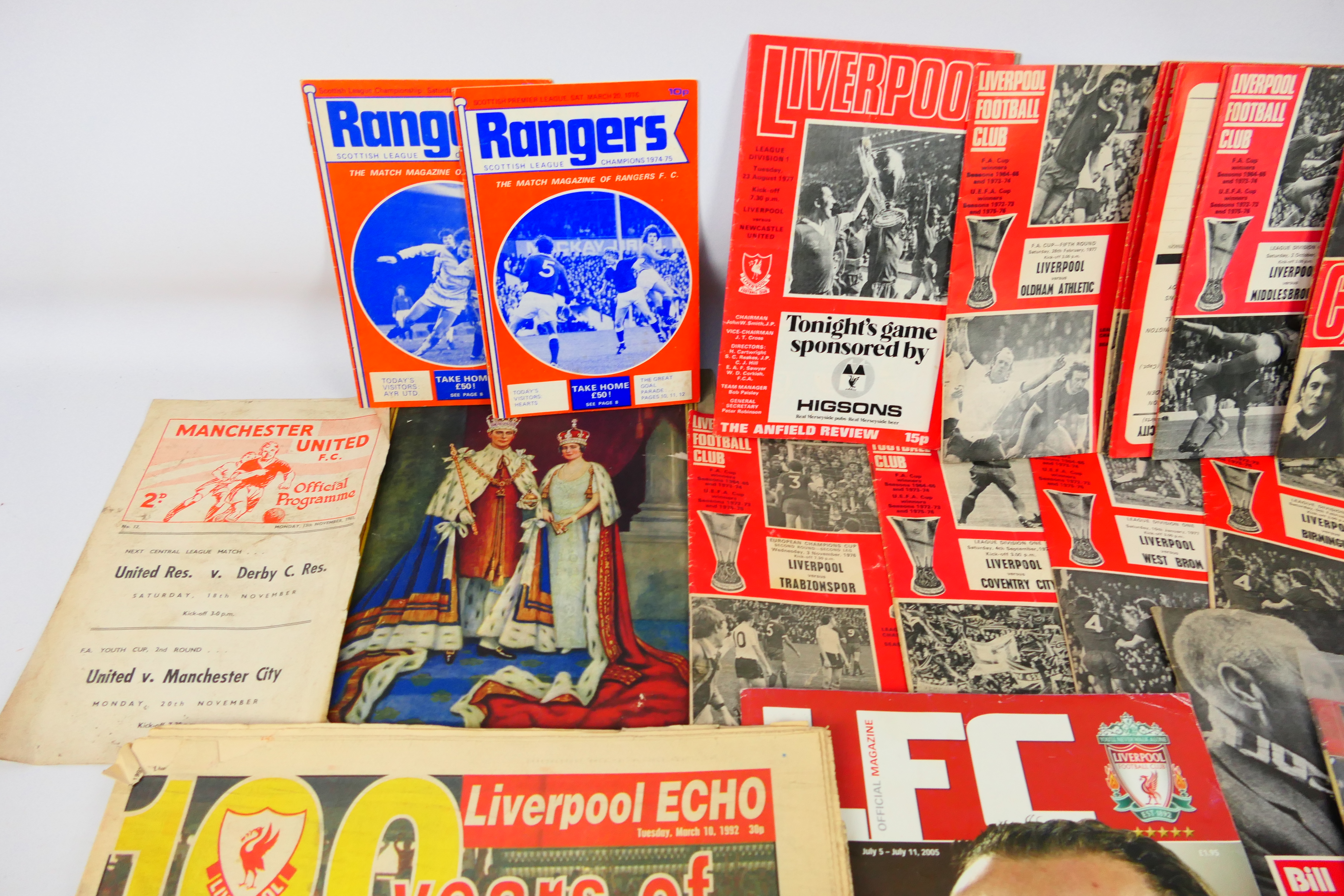 Lot comprising football programmes to include Liverpool and Manchester United, postcards, - Image 3 of 5