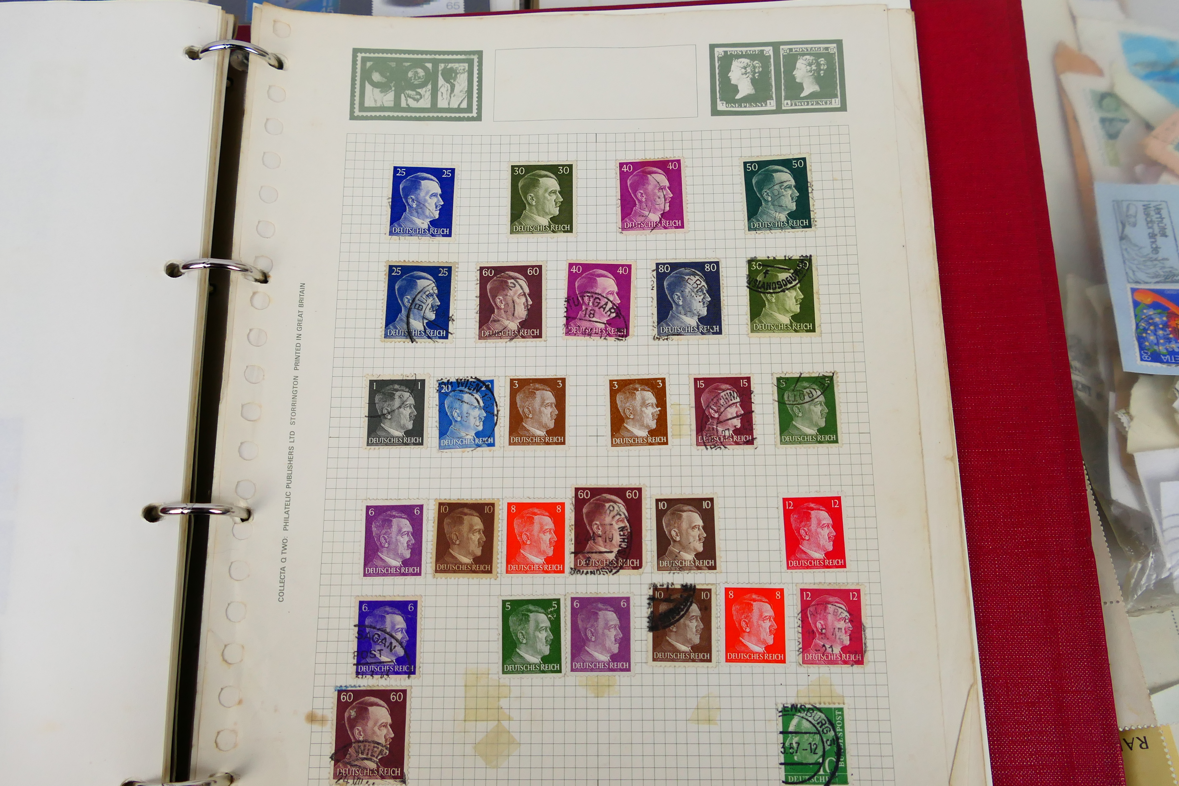 Philately - Lot to include three binders / albums of UK and foreign stamps, loose stamps, - Image 10 of 11