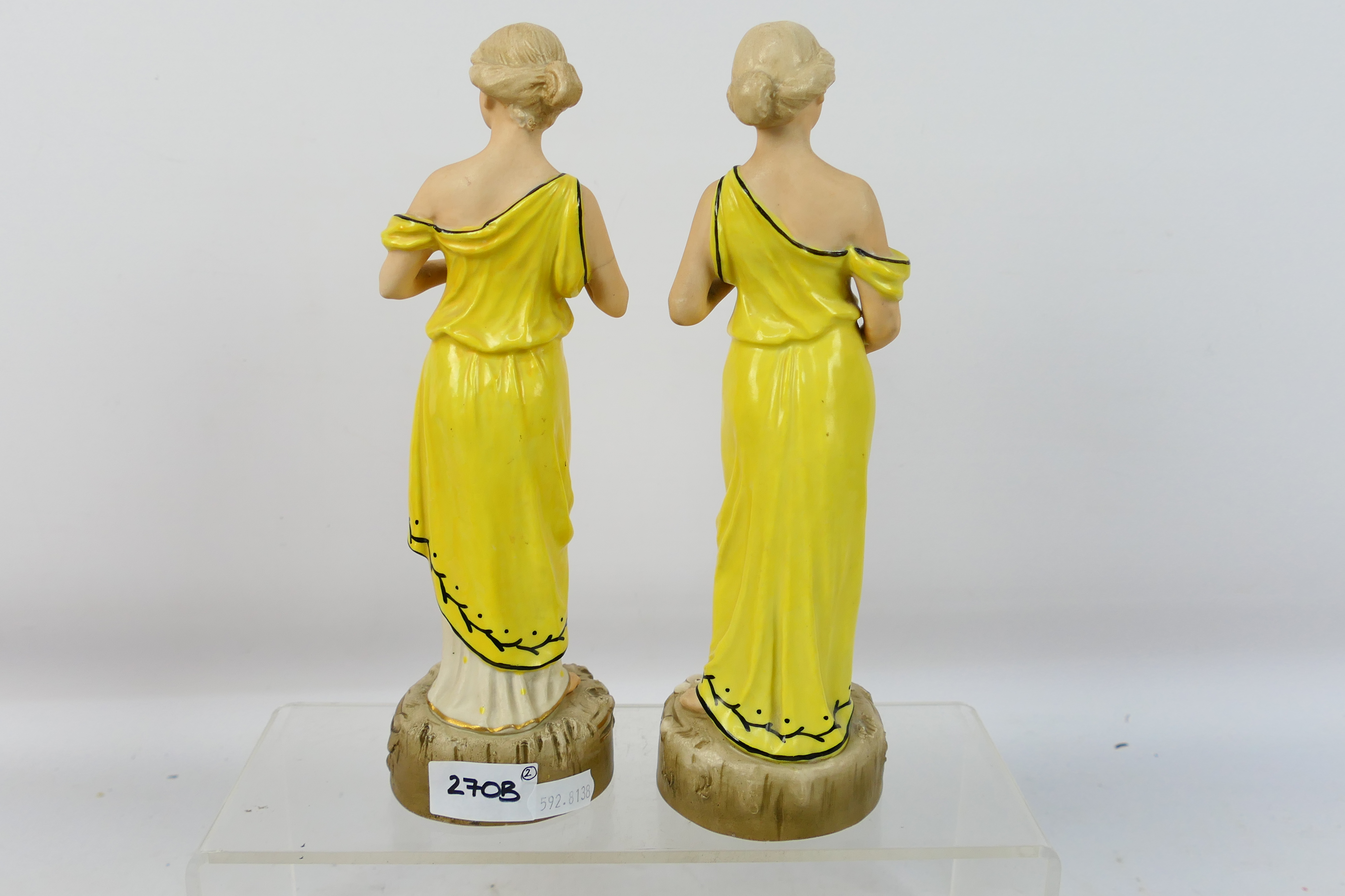 A pair of Royal Dux Classical lady figures, impressed to the base 2458 and 2459, approximately 24. - Image 4 of 5