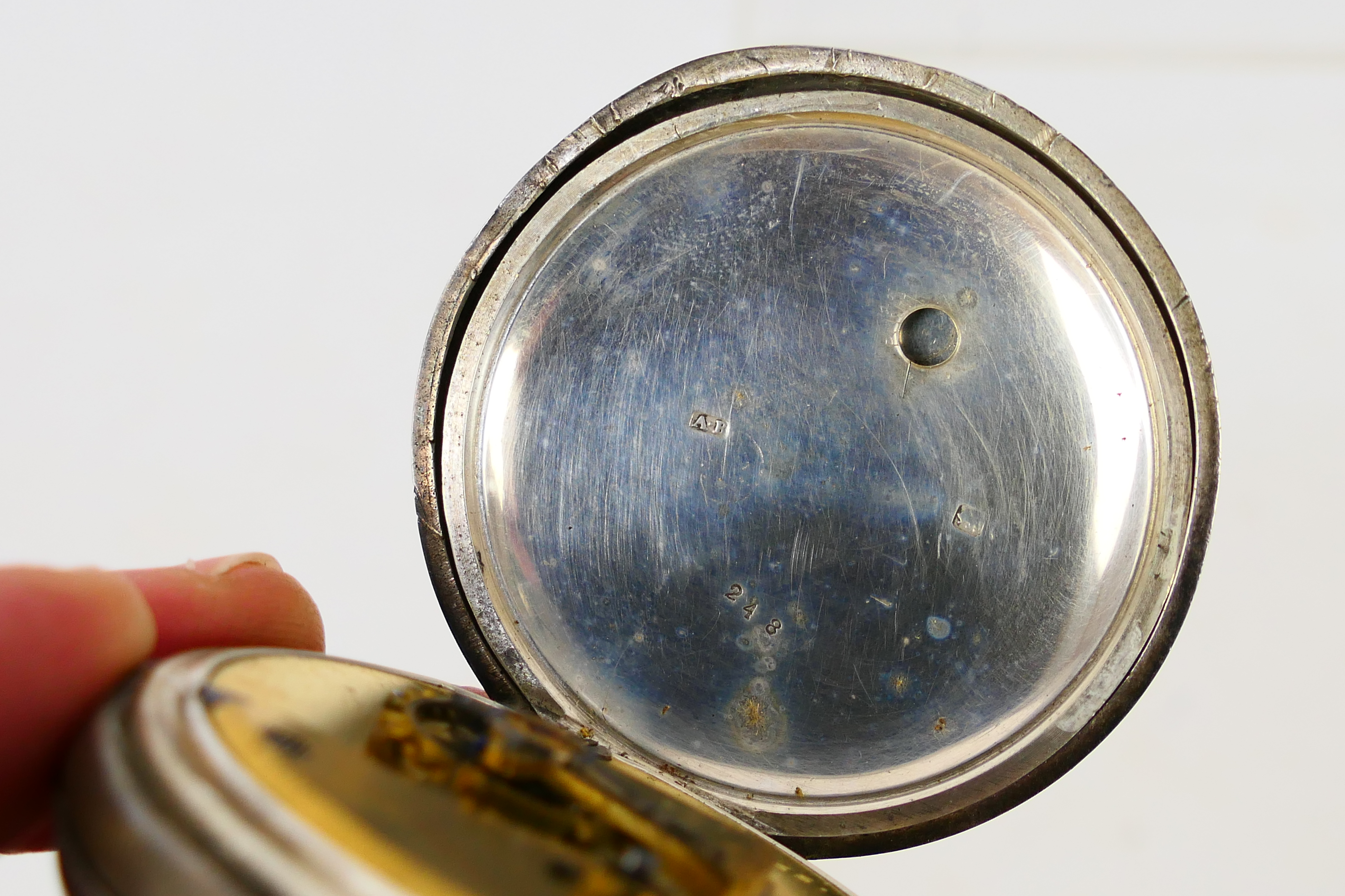 A Victorian silver cased, open face, pocket watch, the case of Birmingham assay 1883, - Image 8 of 9