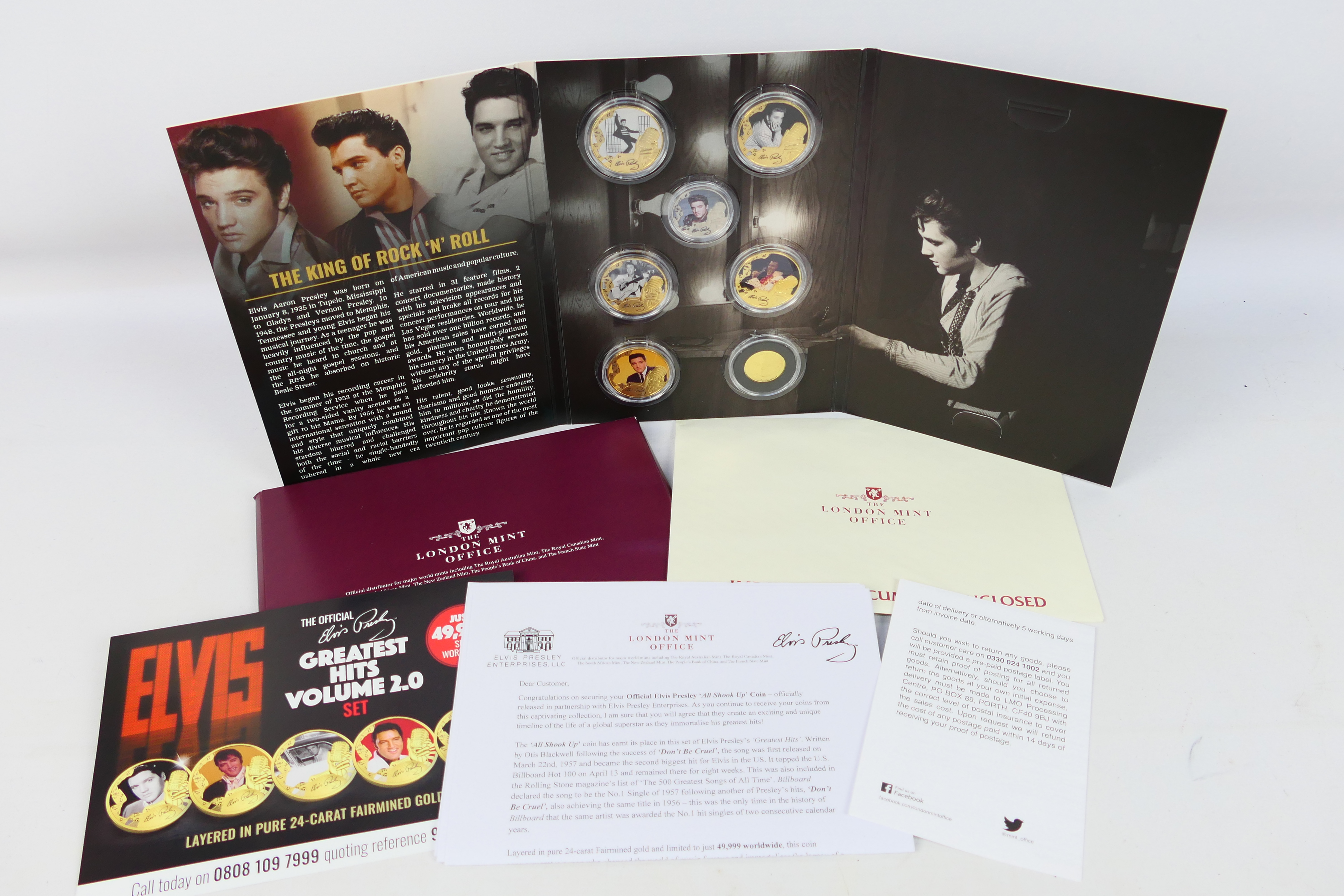 Elvis Presley - A London Mint Elvis related collector coin set, The King Of Rock And Roll,