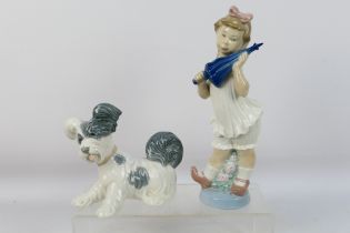 Lladro - Two figures comprising Sweet Girl, # 4987 and Skye Terrier, # 4643,