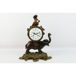 Thuillier, A Paris - a late 19th C French mantel clock of patinated bronze,