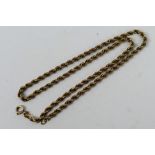 A 9ct yellow gold rope twist necklace, 41 cm (l), approximately 4.3 grams all in.