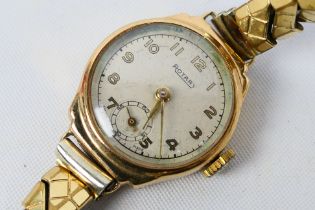 A lady's 9ct gold cased Rotary wrist watch, Arabic numbers and subsidiary seconds dial,