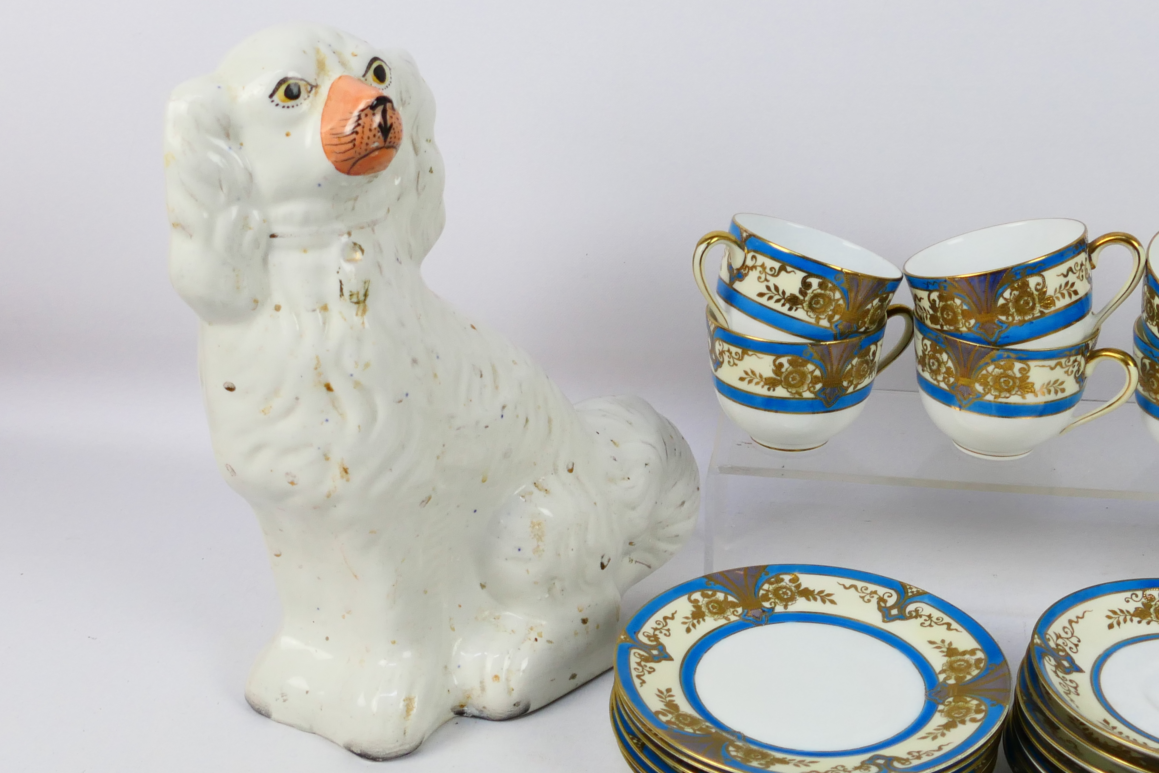 A pair of Staffordshire dogs in white and gilt, - Image 3 of 10