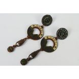 Jean Paul Gaultier - A pair of copper and enamel drop ear clips by Jean Paul Gaultier,
