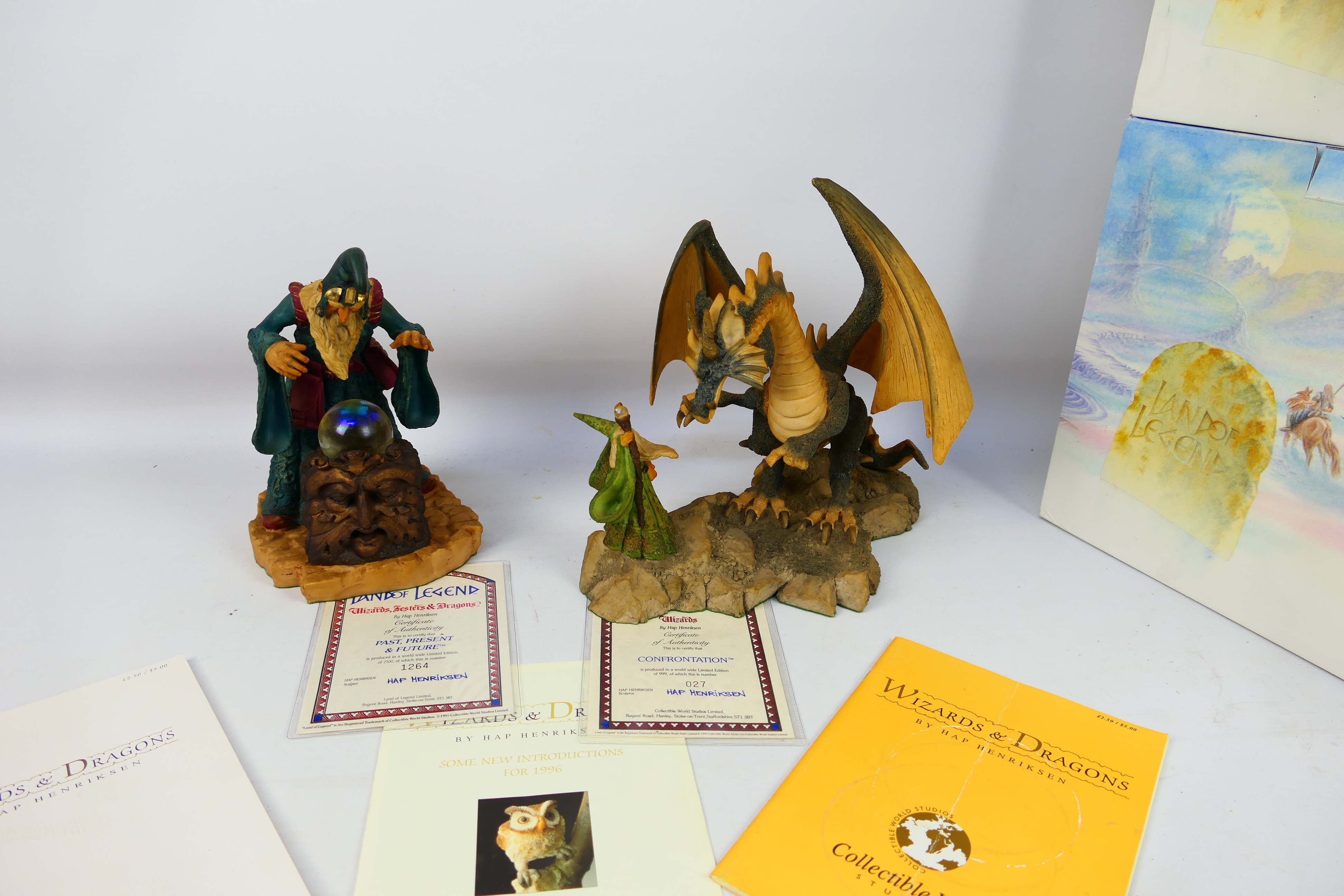Two boxed limited edition Lilliput Lane Land Of Legend fantasy figures / groups designed by Hap