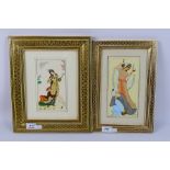 A pair of Persian miniature paintings on