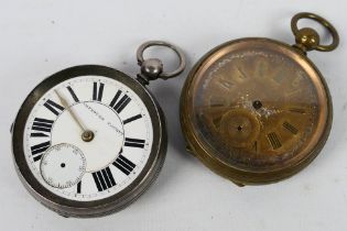 A silver cased, open face pocket watch,