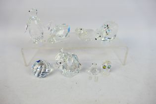 Swarovski - A collection of animal figures to include swan, elephant, walrus, owl and other.