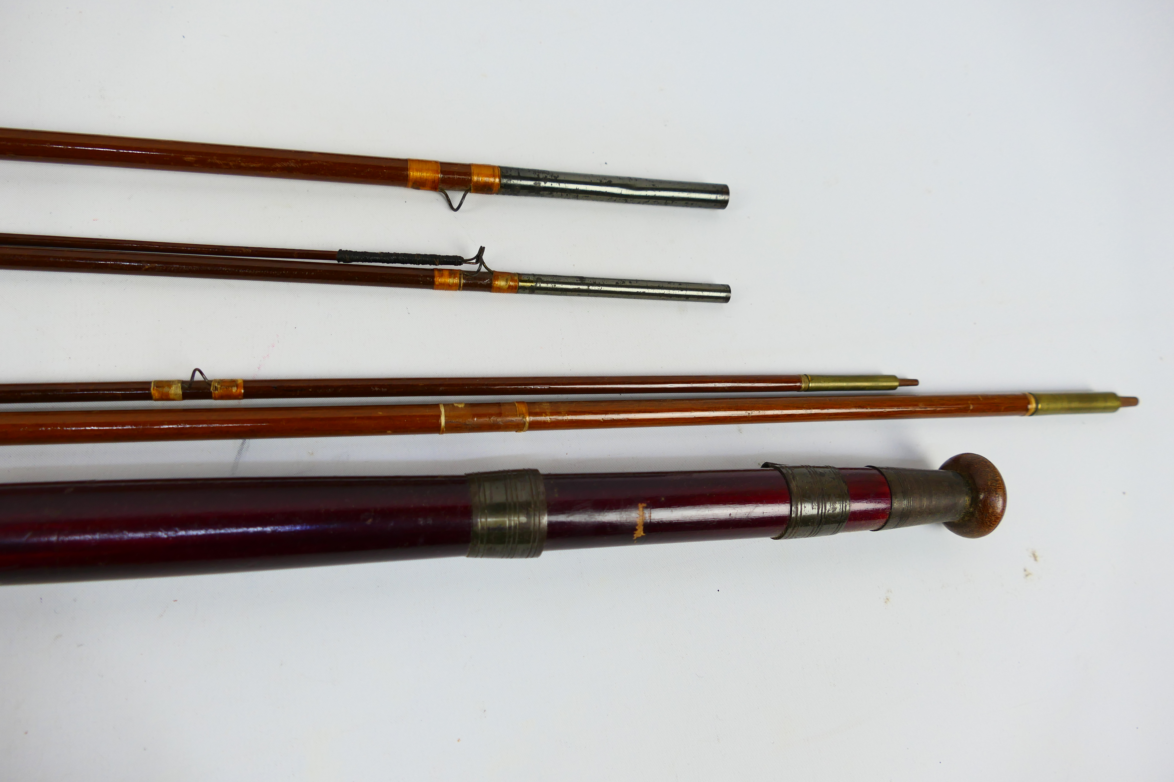 Two J Peek & Son three piece fishing rods contained in canvas bags. - Image 4 of 4