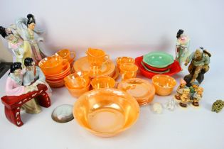 Pyrex, Fire-King, Goebel, Other - A collection of miscellaneous ceramic dishes, Asian figures,