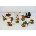 A collection of ceramic and other animal studies to include Brooks & Bentley, Wade,