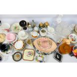 A mixed lot of ceramics and glassware to include Wedgwood, Shelley, Wade, Carlton ware,