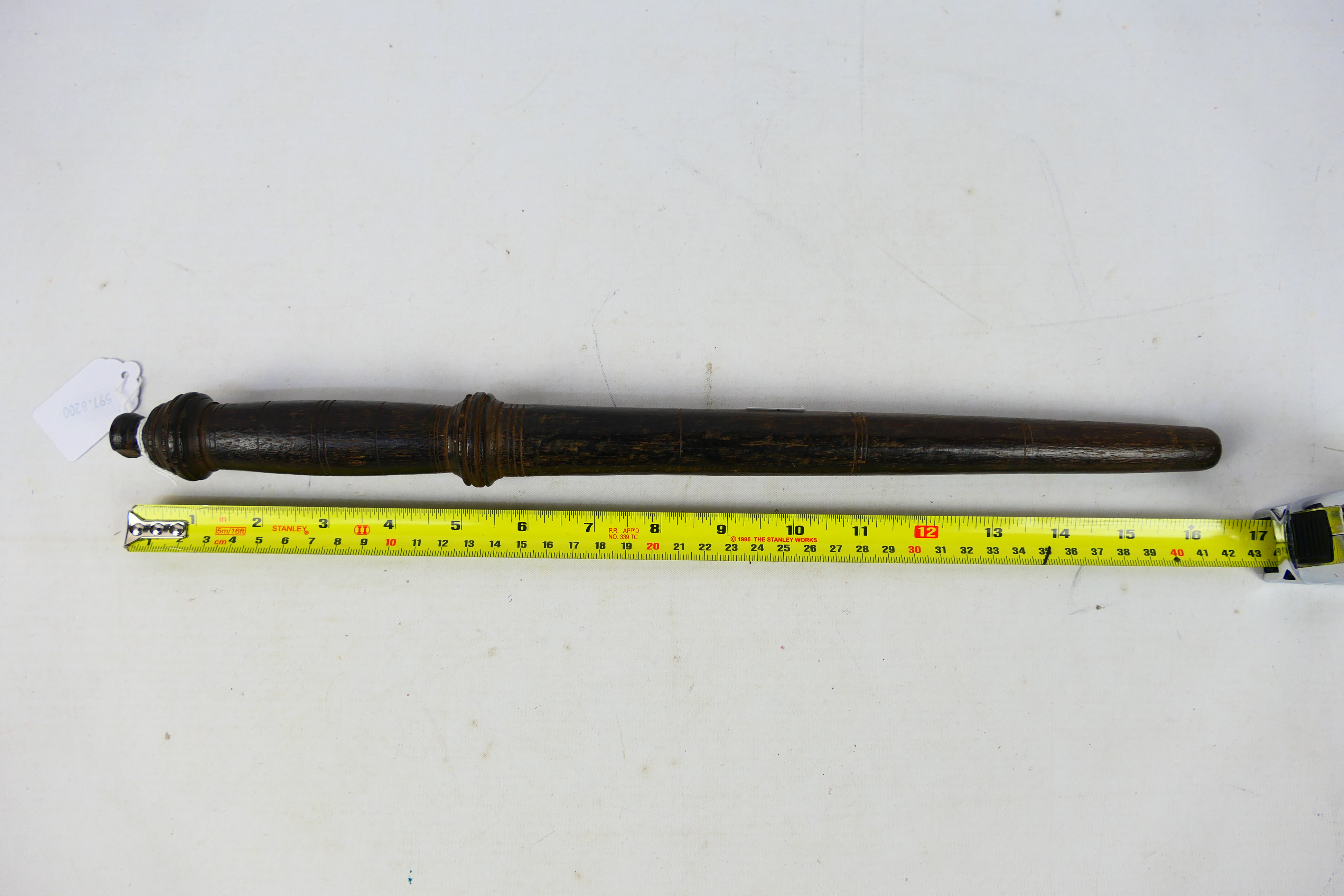 A 19th century turned wood truncheon, approximately 42 cm (l). - Image 9 of 9