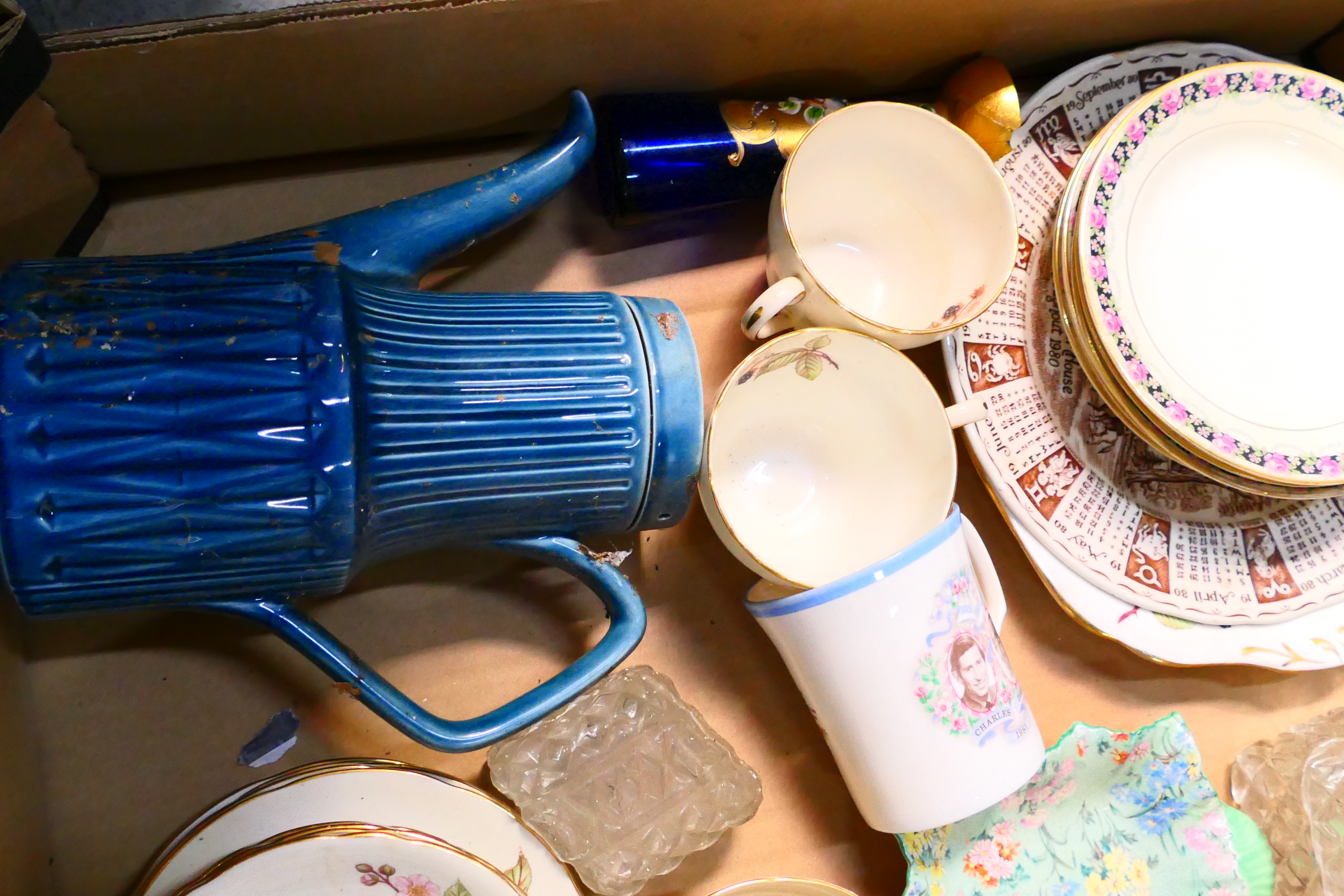 Four boxes of mixed ceramics and glassware to include Shelley, Adderley, Wadeheath and other. [4]. - Image 2 of 5