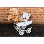 Churchill - Russ - Other - A vintage Churchill children's doll pram plus two large soft Teddy Bears.