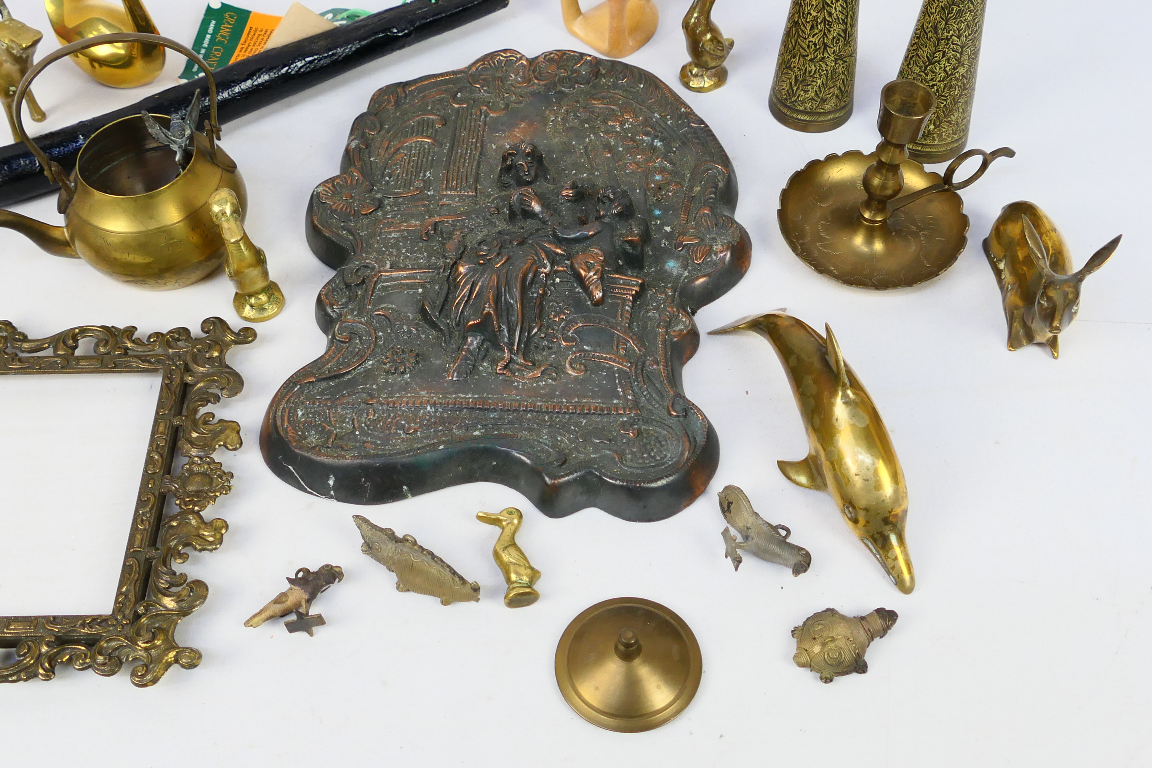Lot to include brassware, tinned copper plaque, shillelagh and other. - Image 4 of 5