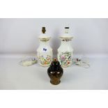 Aynsley, Shibata - Lot to include 2 x floral Aynsley ceramic lamp stands.