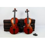 Two Stentor Student ST violins contained in carry cases. [2].
