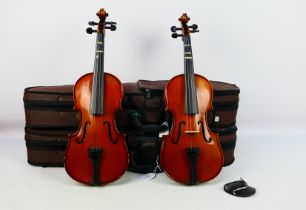 Two Stentor Student ST violins contained in carry cases. [2].