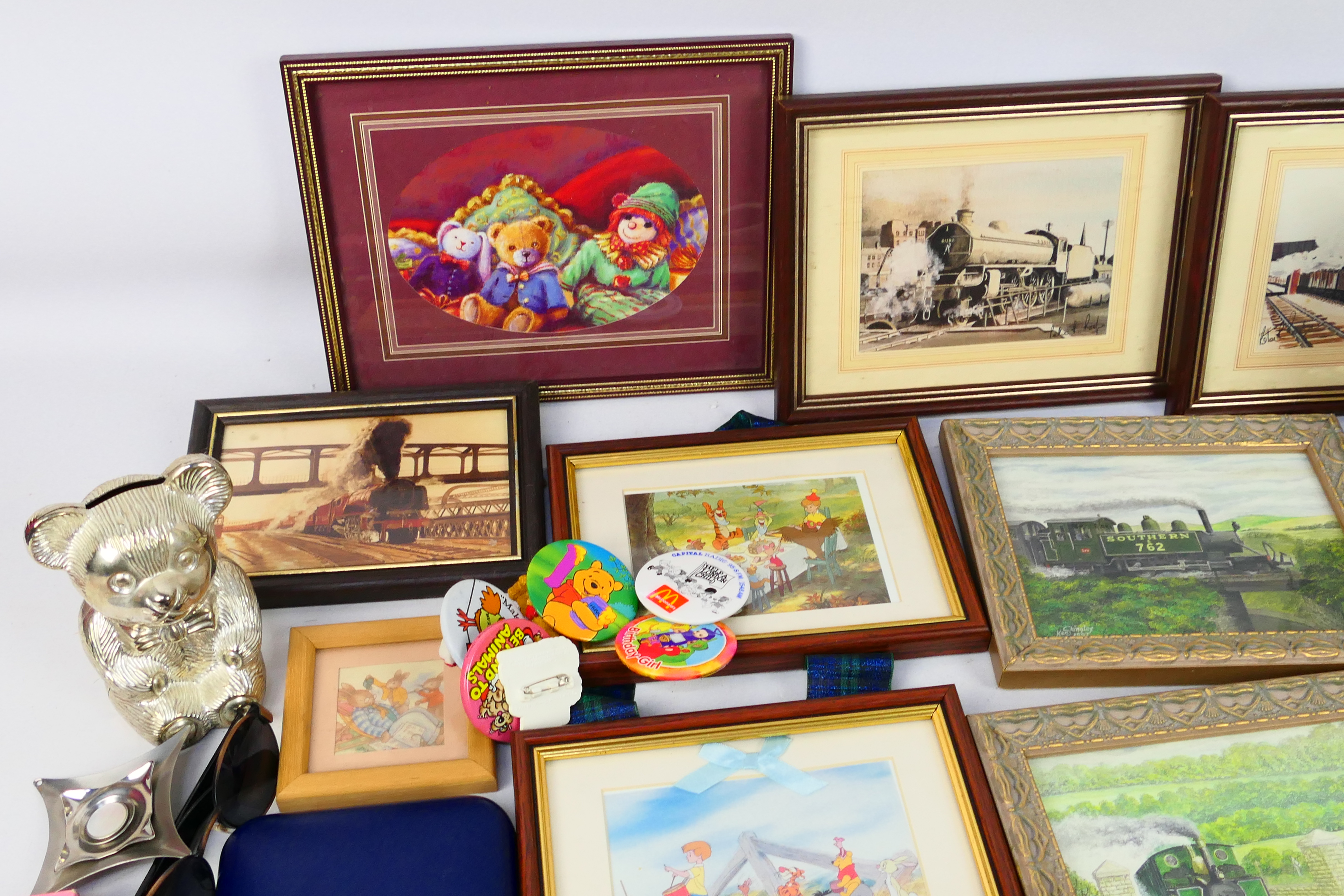 Lot to include framed pictures, badges, kaleidoscope, Dusty Bin model and other. - Image 2 of 5