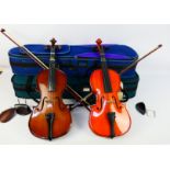 Two cased violins comprising a Stentor Student ST and a Stentor Student I,