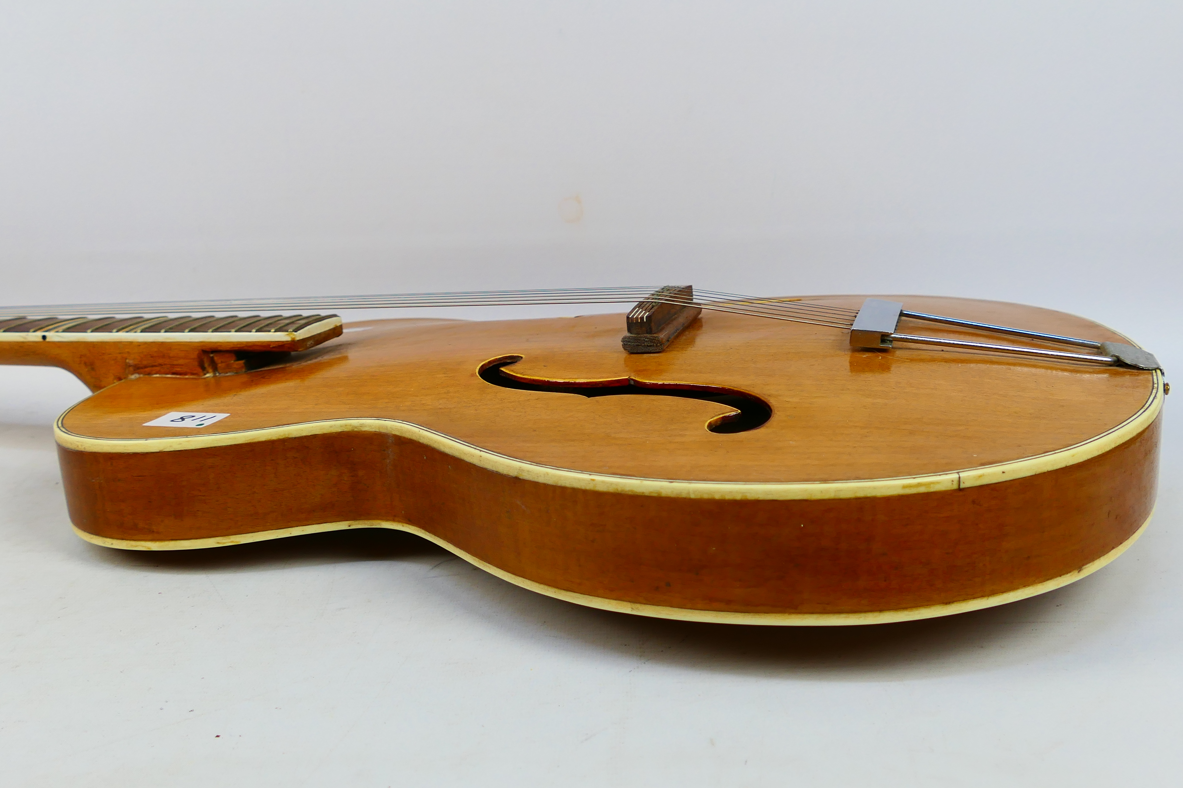 A vintage Hofner archtop Guitar, circa 1960s, with bound F holes, - Image 10 of 16
