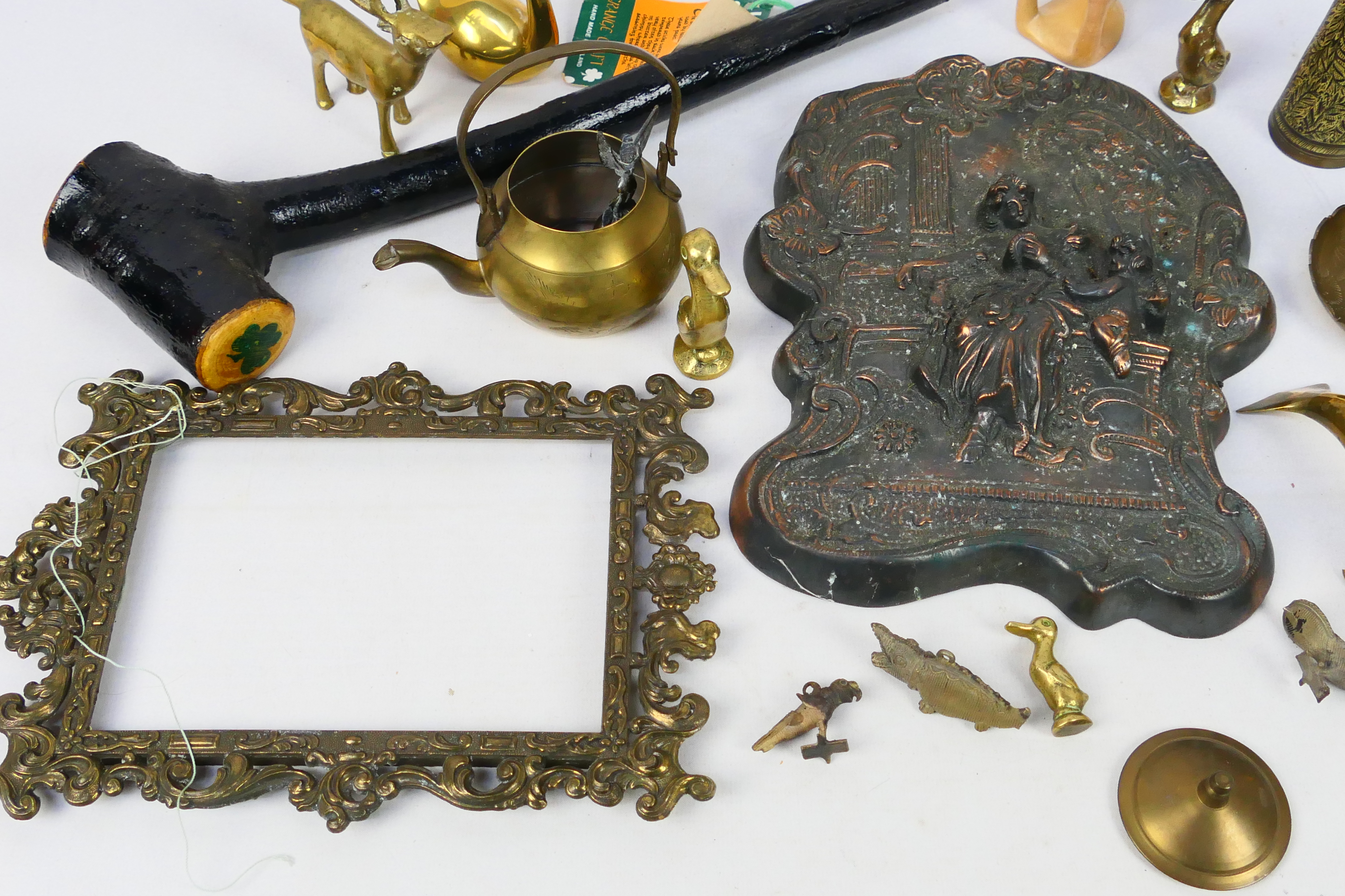 Lot to include brassware, tinned copper plaque, shillelagh and other. - Image 5 of 5