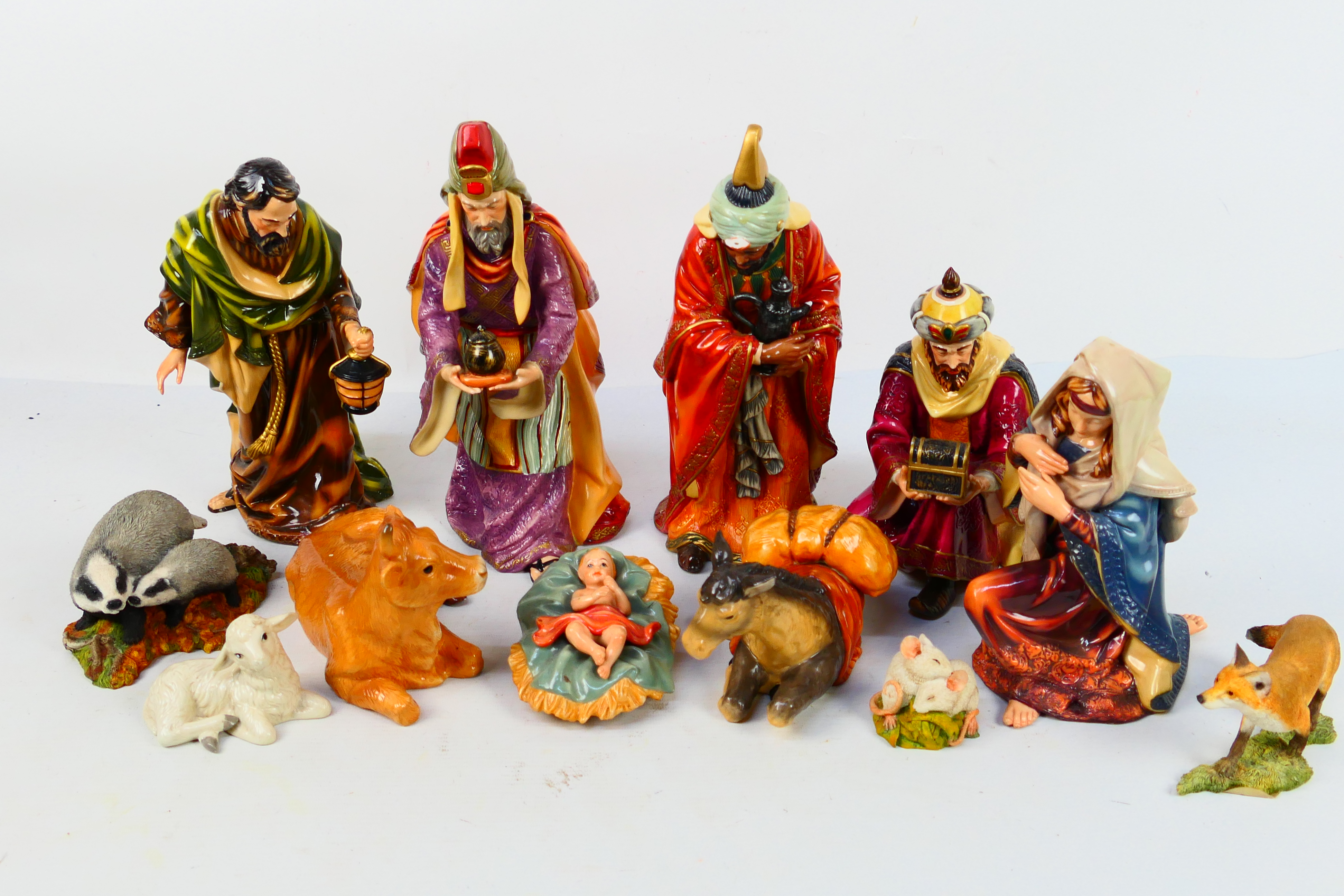 A set of ceramic Nativity figures,