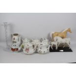 Ceramics to include teapots and two Beswick horse studies,