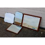 Four vintage wall mirrors, largest approximately 49 cm x 64 cm.