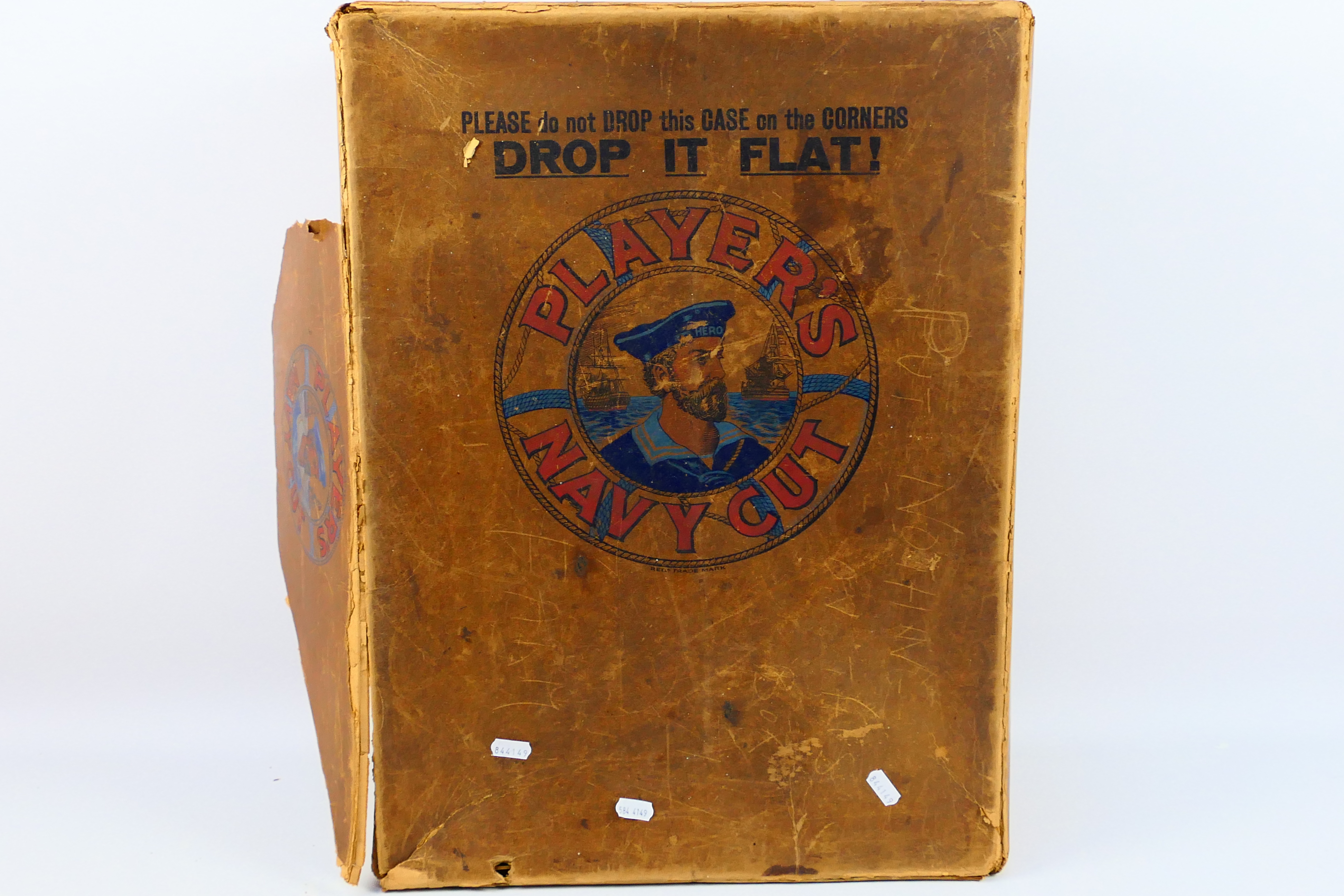 A large size vintage Players Navy cut cigarette retailers box, approximately 57 cm x 42 cm x 20 cm.